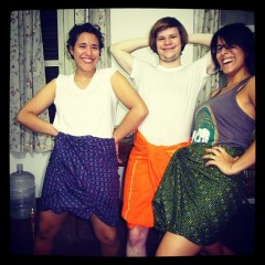 Lungi madness (the skirt-like bottoms we are donning are so comfy)